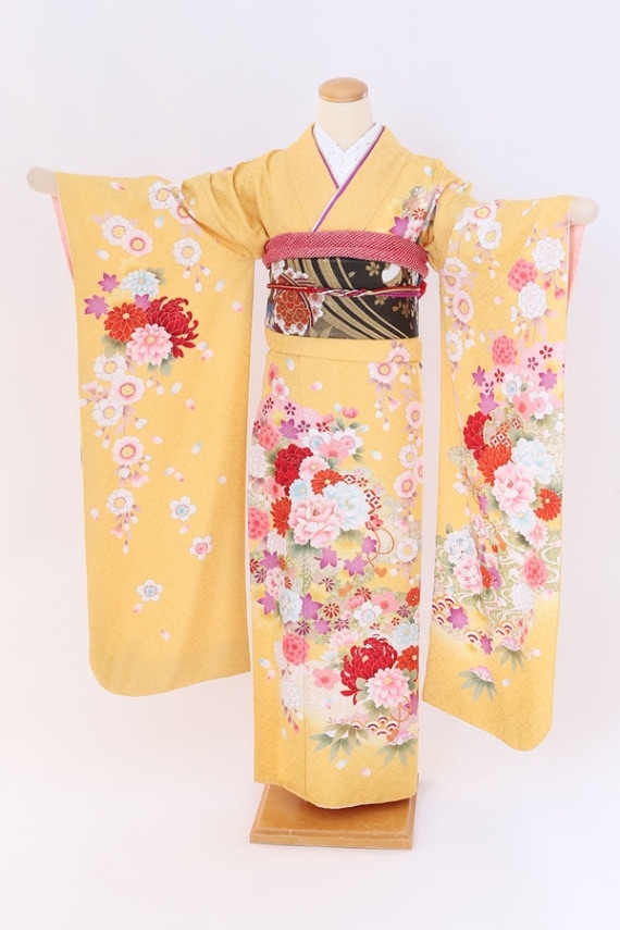 振袖 レンタル 成人式 フルセット 黄