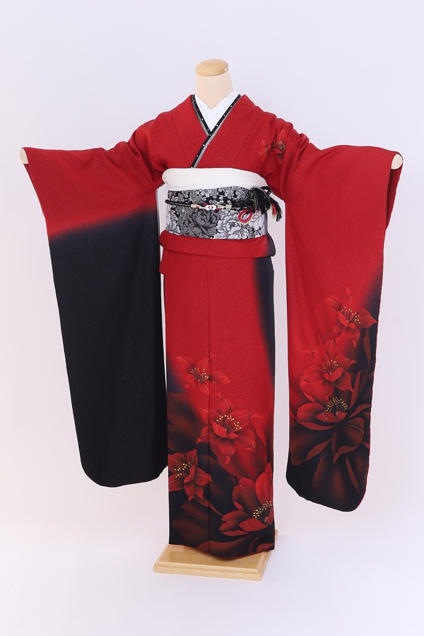 振袖 レンタル 成人式 フルセット 赤×黒