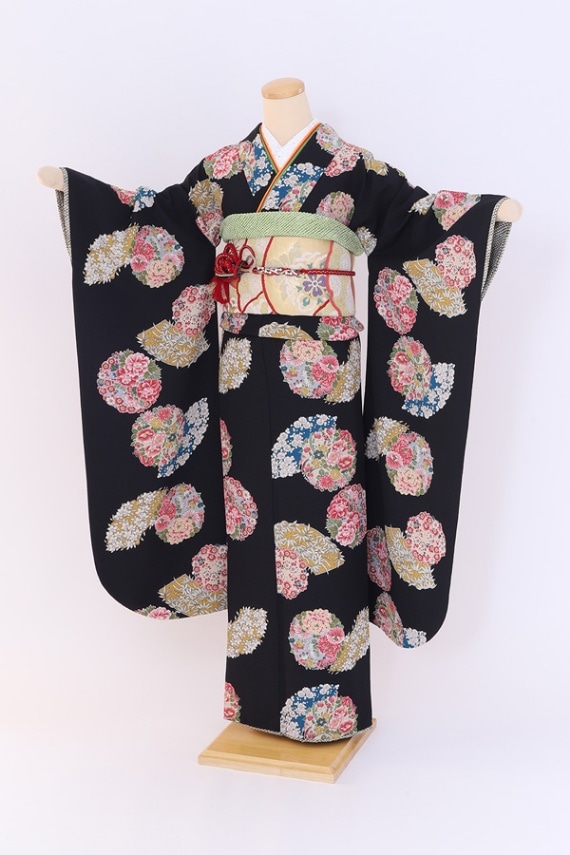 振袖 レンタル 成人式 フルセット 黒