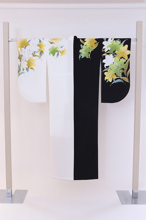 ２尺袖 単品レンタル 白×黒