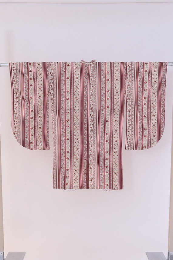 ２尺袖 単品レンタル 赤×ｸﾘｰﾑ