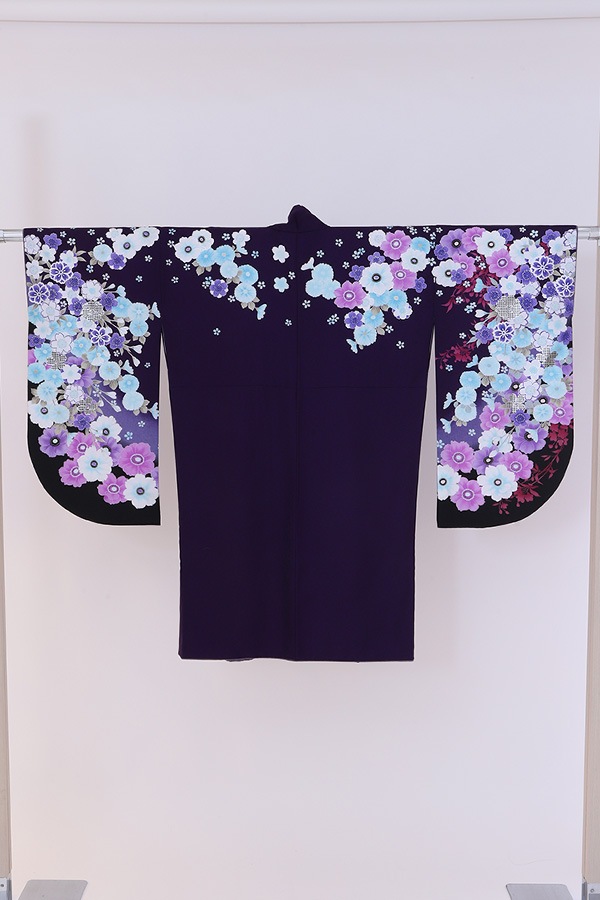 ２尺袖 単品レンタル 濃紫