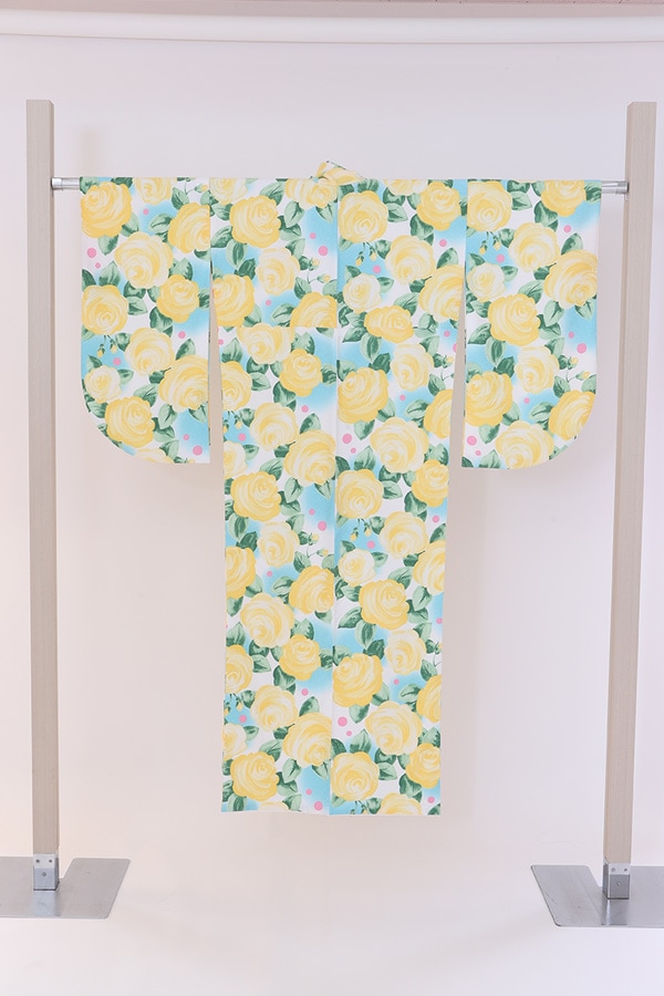 ２尺袖 単品レンタル 白×黄