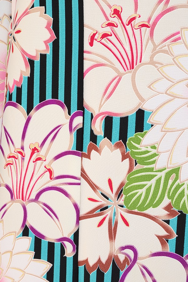 振袖 レンタル 成人式 フルセット 黒緑(ｽﾄﾗｲﾌﾟ)