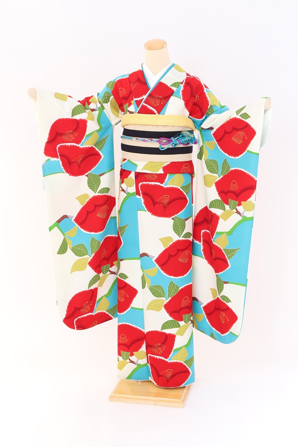 振袖 レンタル 成人式 フルセット 白×水色