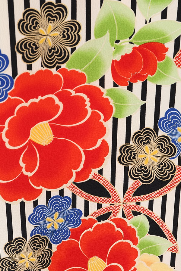 振袖 レンタル 成人式 フルセット 黒白(ｽﾄﾗｲﾌﾟ)