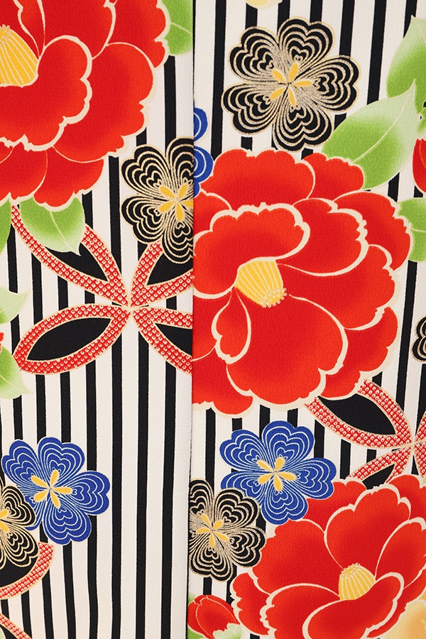 振袖 レンタル 成人式 フルセット 黒白(ｽﾄﾗｲﾌﾟ)