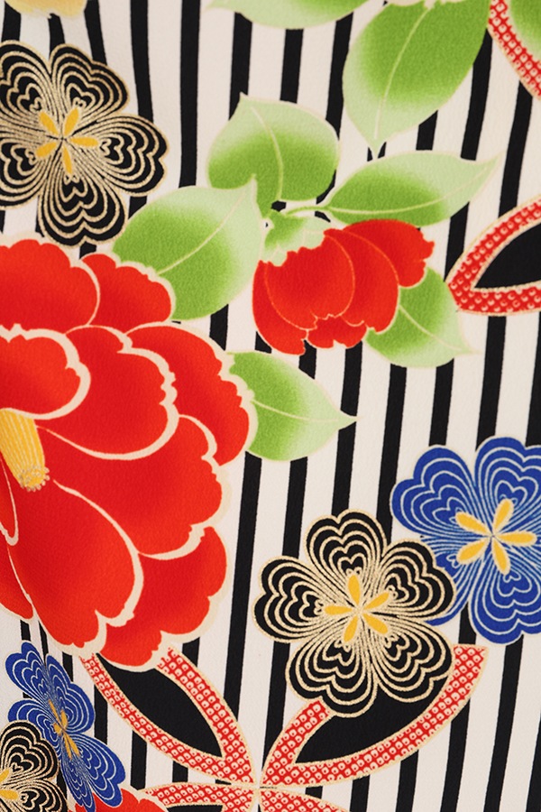 振袖 レンタル 成人式 フルセット 黒白(ｽﾄﾗｲﾌﾟ)