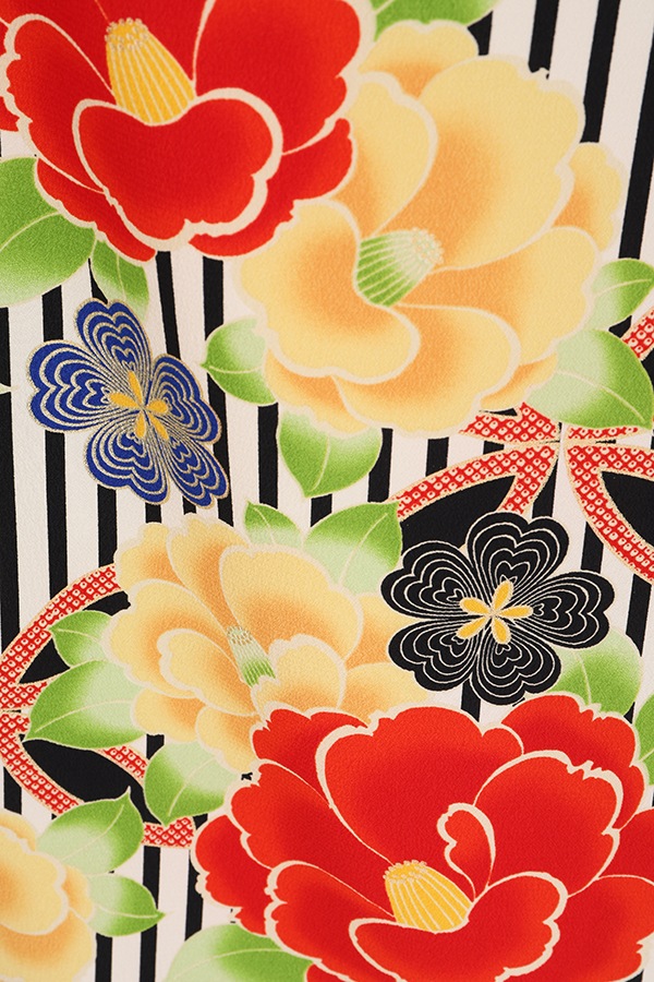 振袖 レンタル 成人式 フルセット 黒白(ｽﾄﾗｲﾌﾟ)