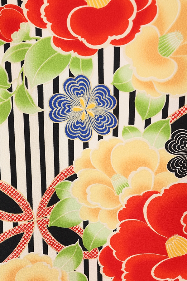 振袖 レンタル 成人式 フルセット 黒白(ｽﾄﾗｲﾌﾟ)