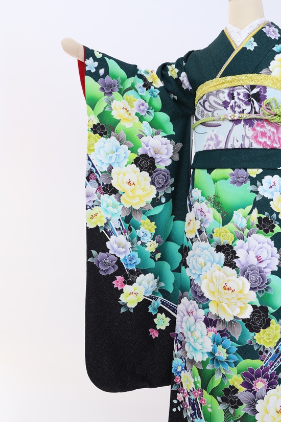 振袖 レンタル 成人式 フルセット 緑