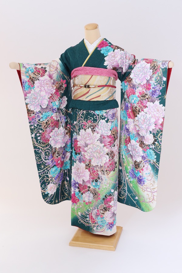 振袖 レンタル 成人式 フルセット 緑