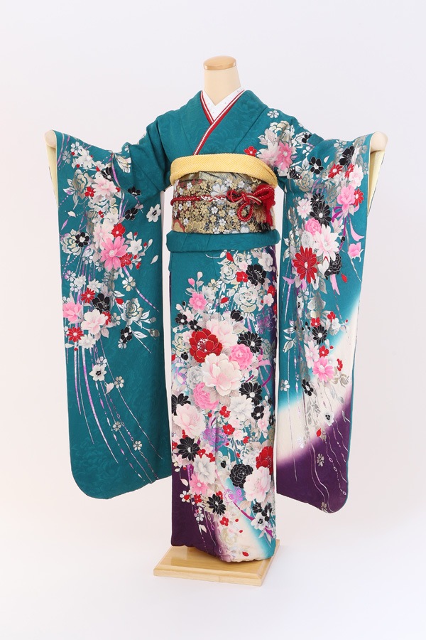 振袖 レンタル 成人式 フルセット 緑