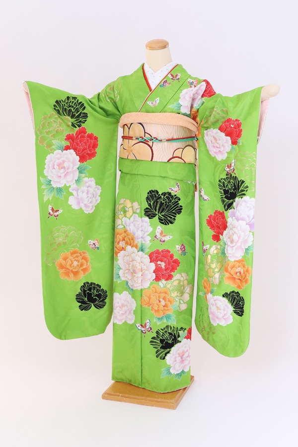 振袖 レンタル 成人式 フルセット 黄緑
