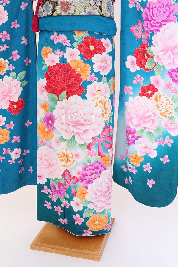 振袖 レンタル 成人式 フルセット 青緑