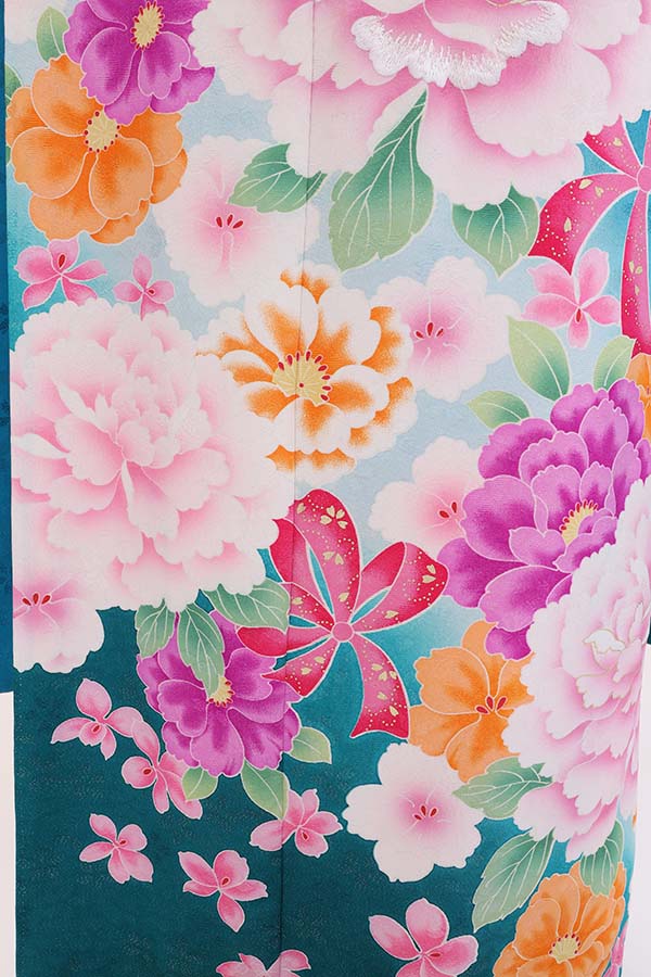 振袖 レンタル 成人式 フルセット 青緑