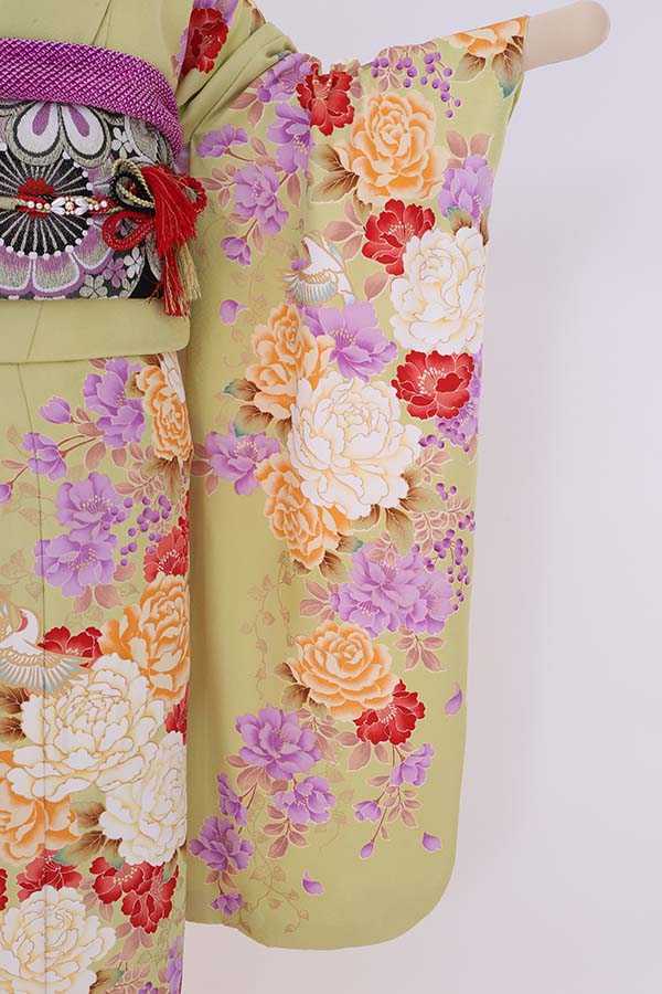 振袖 レンタル 成人式 フルセット 黄緑