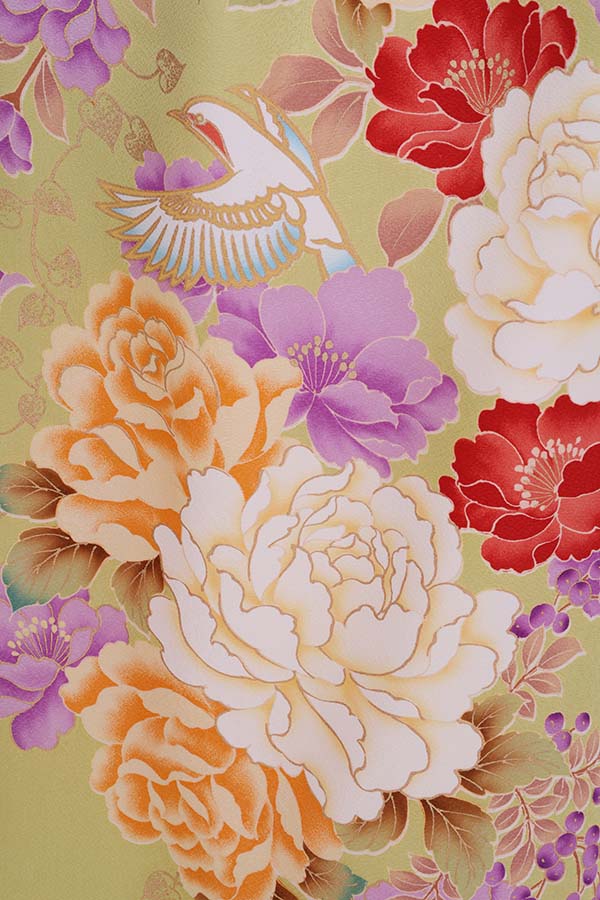 振袖 レンタル 成人式 フルセット 黄緑