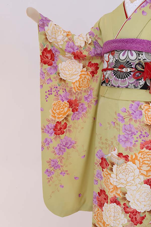 振袖 レンタル 成人式 フルセット 黄緑