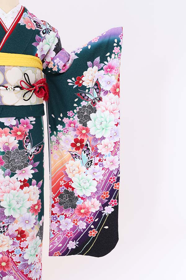 振袖 レンタル 成人式 フルセット 緑