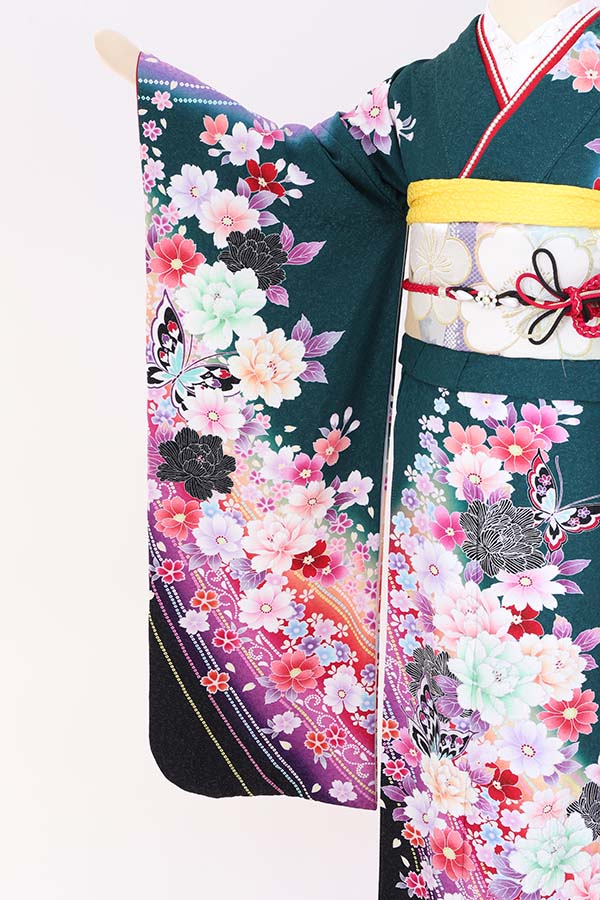 振袖 レンタル 成人式 フルセット 緑