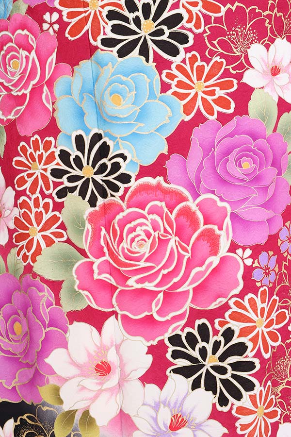 振袖 レンタル 成人式 フルセット 黒×ピンク