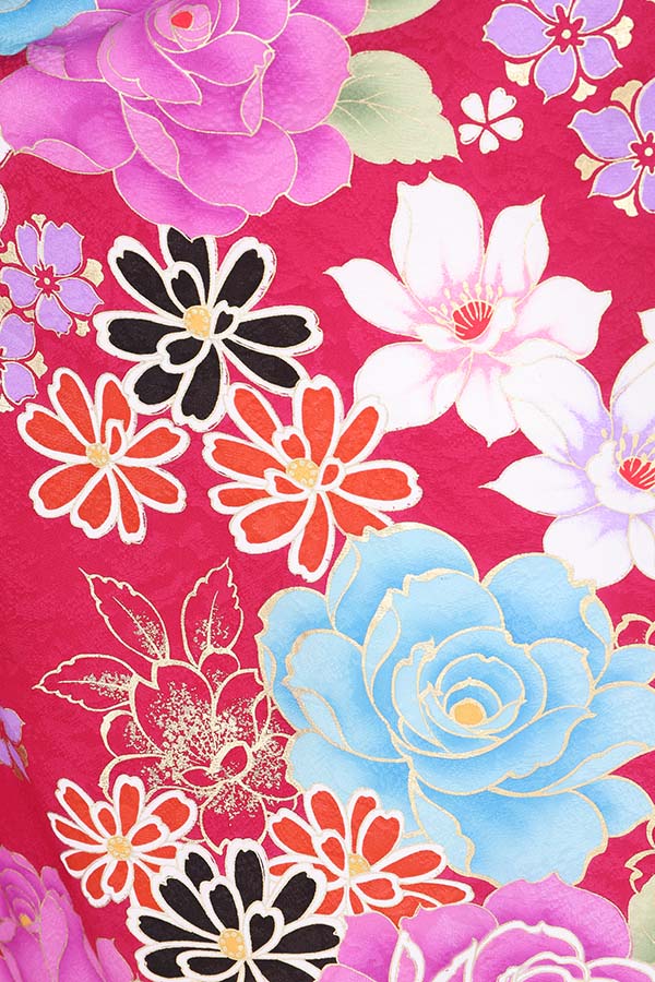 振袖 レンタル 成人式 フルセット 黒×ピンク