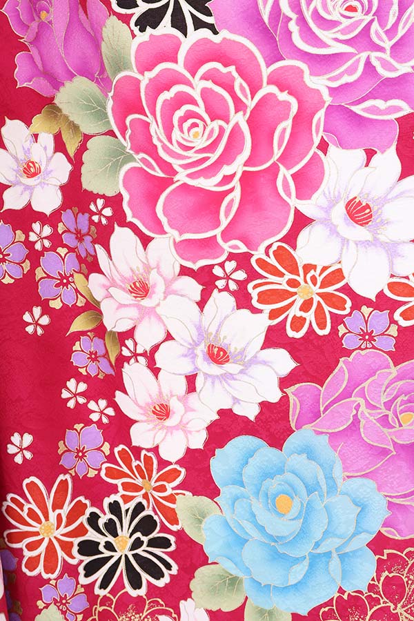 振袖 レンタル 成人式 フルセット 黒×ピンク