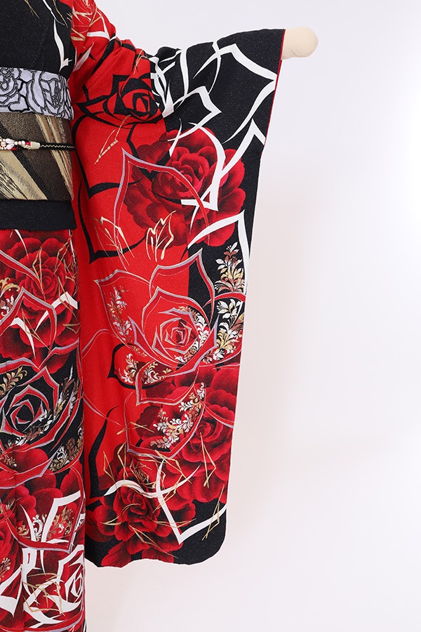 振袖 レンタル 成人式 フルセット 赤×黒