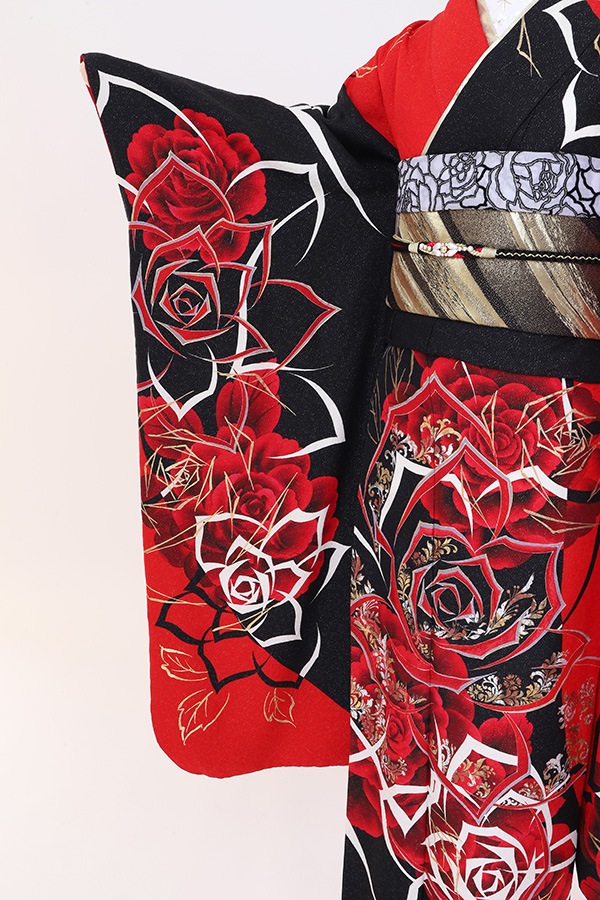 振袖 レンタル 成人式 フルセット 赤×黒