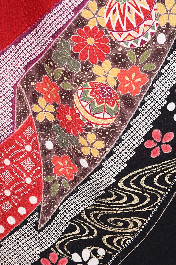 振袖 レンタル 成人式 フルセット 赤×黒