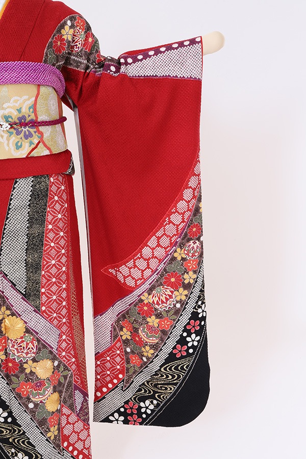 振袖 レンタル 成人式 フルセット 赤×黒