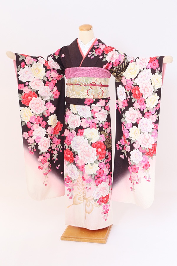 振袖 レンタル 成人式 フルセット こげ茶