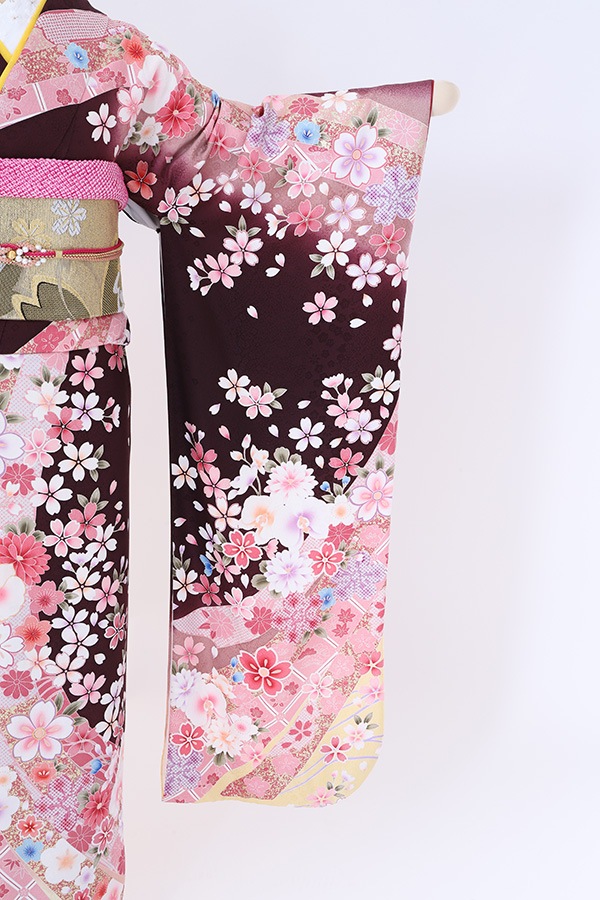 振袖 レンタル 成人式 フルセット こげ茶