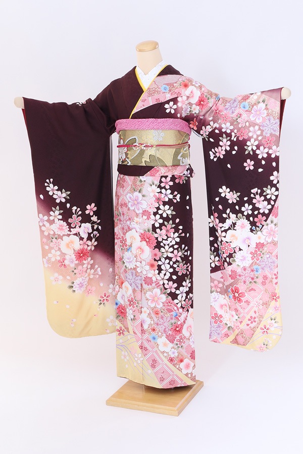 振袖 レンタル 成人式 フルセット こげ茶