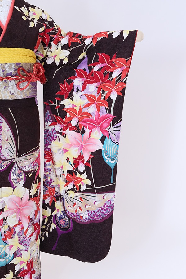 振袖 レンタル 成人式 フルセット こげ茶