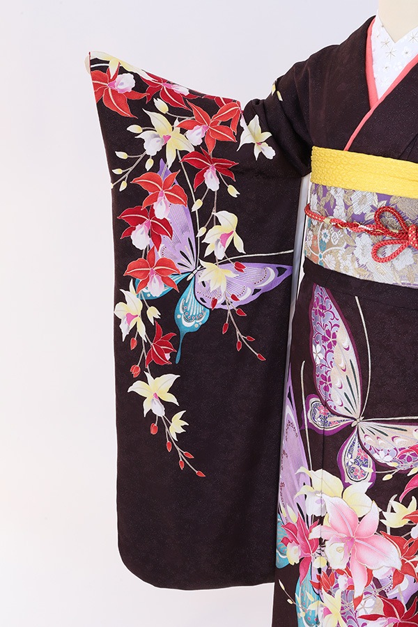 振袖 レンタル 成人式 フルセット こげ茶