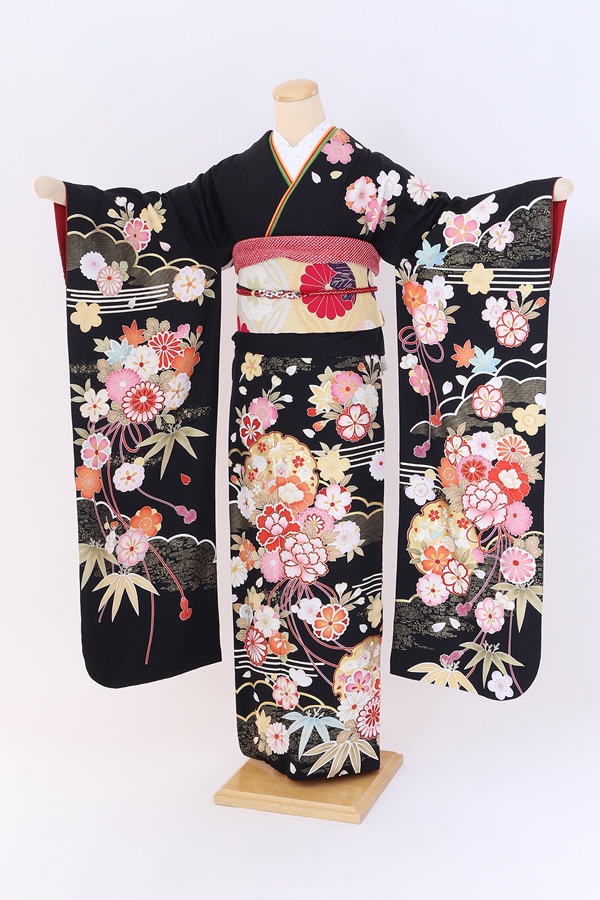 振袖 レンタル 成人式 フルセット 黒
