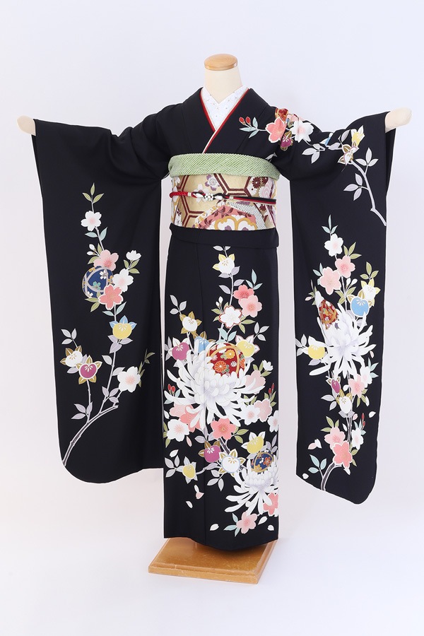 振袖 レンタル 成人式 フルセット 黒