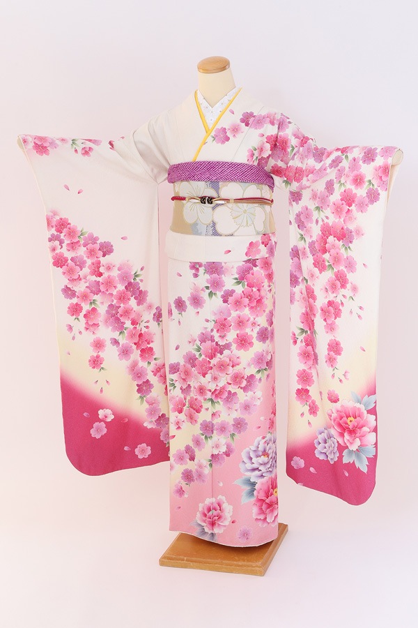 振袖 レンタル 成人式 フルセット 黒×ピンク