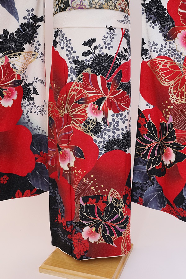 振袖 レンタル 成人式 フルセット 白×赤