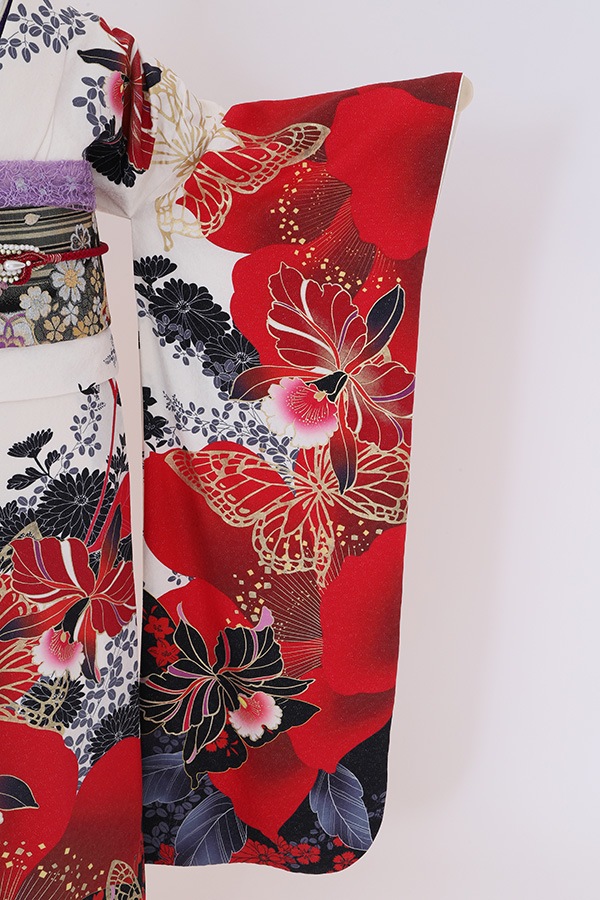 振袖 レンタル 成人式 フルセット 白×赤