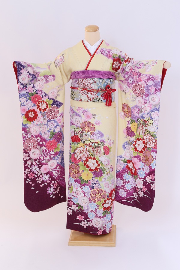 振袖 レンタル 成人式 フルセット クリーム