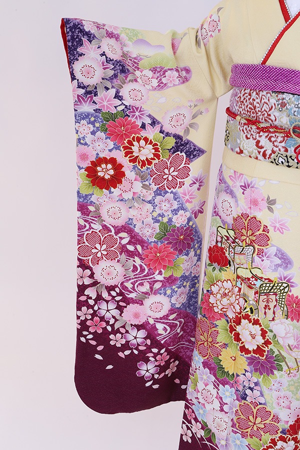 振袖 レンタル 成人式 フルセット クリーム