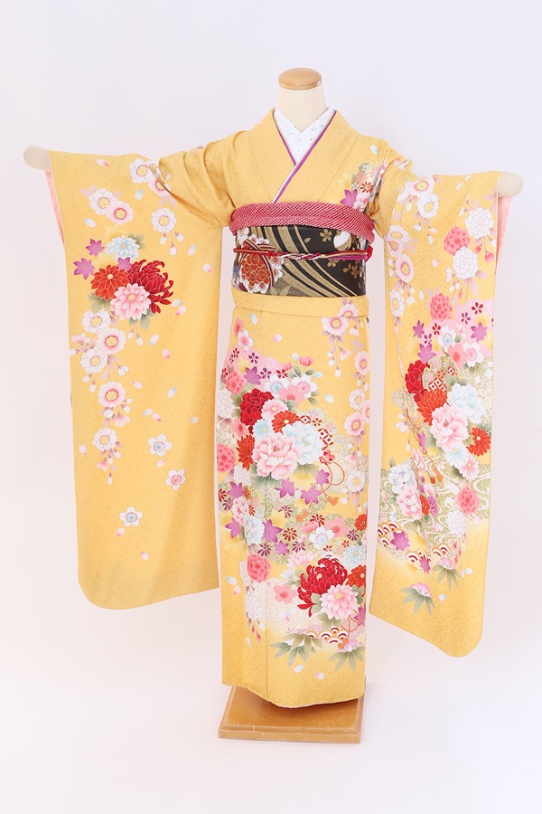 振袖 レンタル 成人式 フルセット 黄