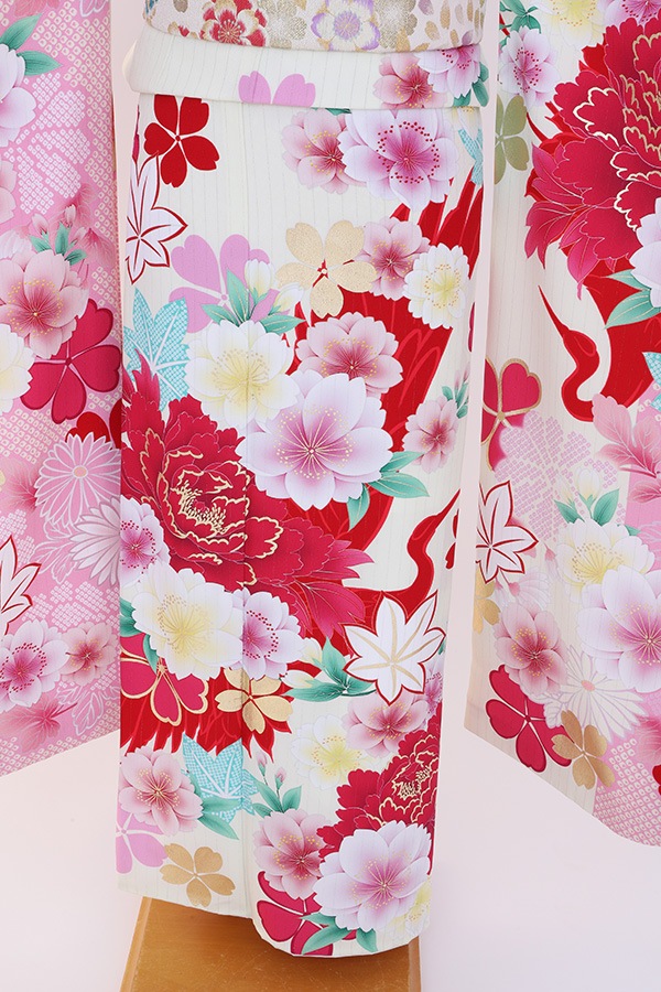 振袖 レンタル 成人式 フルセット ｸﾘｰﾑ×ﾋﾟﾝｸ