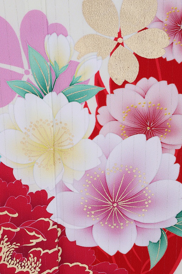 振袖 レンタル 成人式 フルセット ｸﾘｰﾑ×ﾋﾟﾝｸ