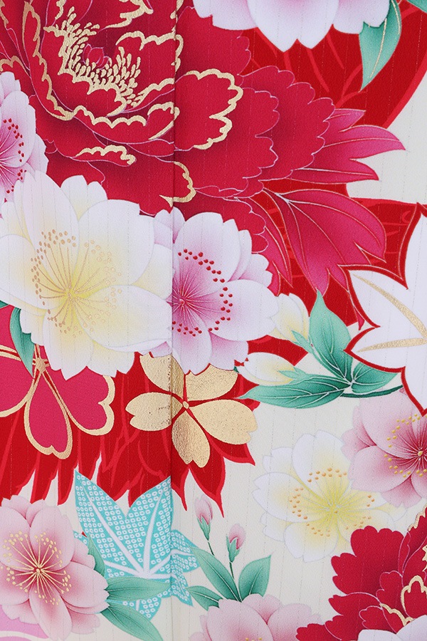 振袖 レンタル 成人式 フルセット ｸﾘｰﾑ×ﾋﾟﾝｸ