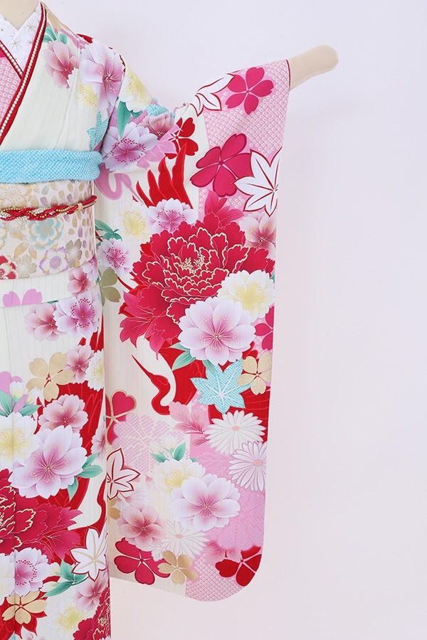 振袖 レンタル 成人式 フルセット ｸﾘｰﾑ×ﾋﾟﾝｸ