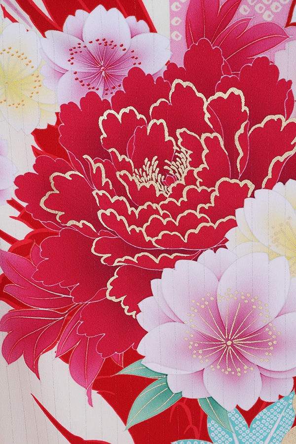 振袖 レンタル 成人式 フルセット ｸﾘｰﾑ×ﾋﾟﾝｸ